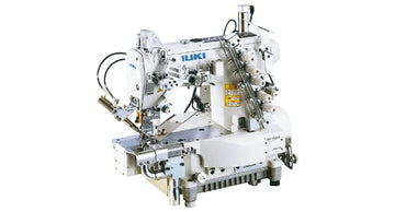 JUKI MF-7923D-H24-E56/UT59/MC37 — Three-Needle Semi-Dry Cylinder-Bed Coverstitch Machine for Extra Light Materials with Pneumatic Thread Trimming and Fray Prevention & Suction System (5.6 mm Gauge) | SC921 Control Box & CP18 Panel Included