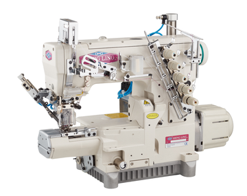 Shing Ling VG-898A-356-AST-DS — Industrial High-Speed Three-Needle Five-Thread Cylinder-Bed Direct-Drive Interlock with Pneumatic Thread Trimmer