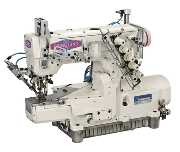 Shing Ling VG-999-356-AST-DS — Industrial High-Speed Three-Needle Five-Thread Cylinder-Bed Interlock Machine with Pneumatic Thread Trimmer & 3-in-1 Function