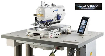 Juki MEB-3200CSSDM, Computer-controlled Eyelet Buttonholing Sewing Machine with Table & Servo Motor