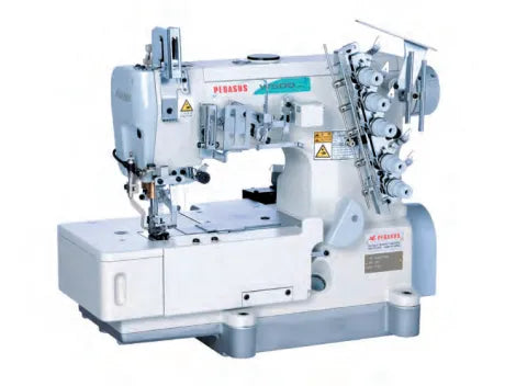 Pegasus W562P-01GBX364/UT103, 3-Needle, 5-Thread Flatbed Coverstitch Machine with Table & Servo