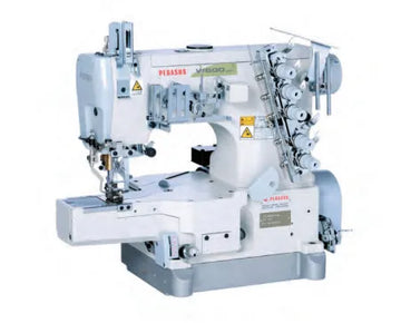 Pegasus W664P-01GBX364/UT314/Y2094, 3-Needle, 6-Threads, Cylinder Bed Zebra Stitch Machine with Table & Servo