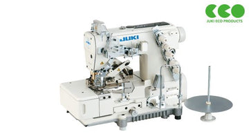 JUKI MF-7523C11B64 Industrial Three Needle High-Speed Flat-Bed Top and Bottom Coverstitch Machine for Collarette Attaching (6.4 mm Gauge)