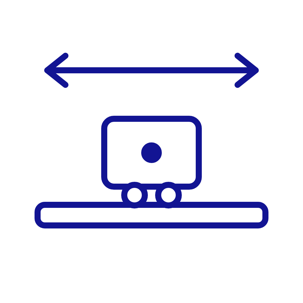 Illustration of a lateral travel kit on a rail